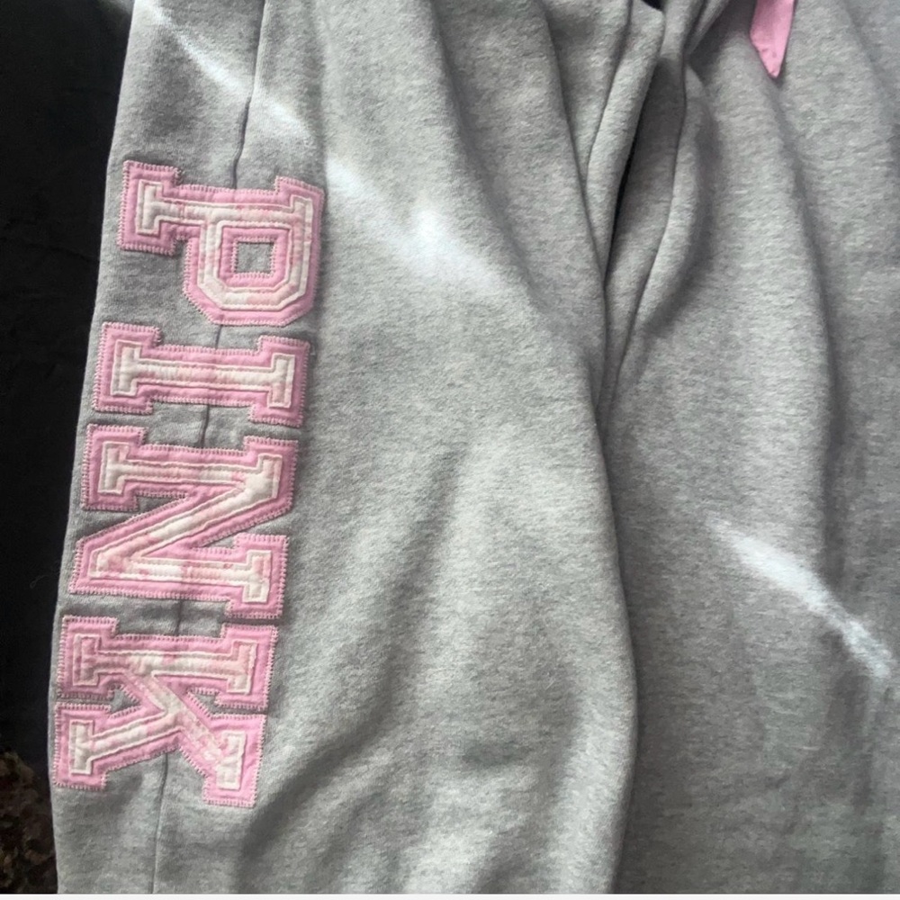 LoveShackFancy Gray Track Pants with Pink Accents - Picture 3 of 3